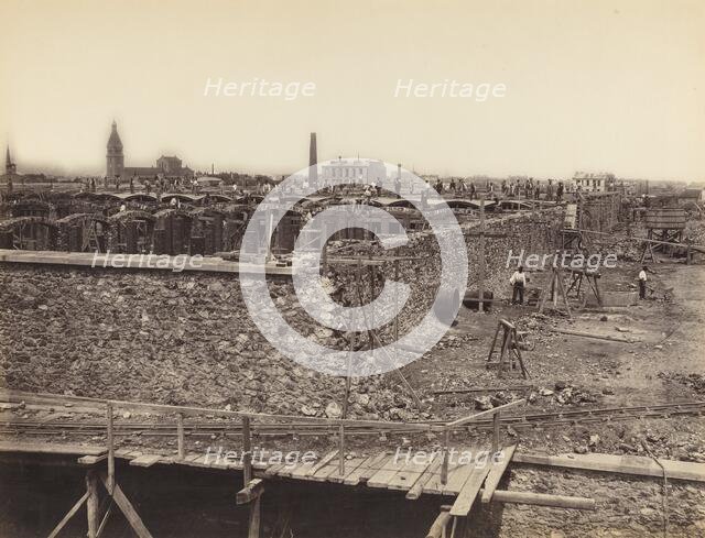 Réservoir de Montrouge, basin supérieur, côté droit (Montrouge Reservoir, Upper Basin...), c. 1870. Creator: Hippolyte-Auguste Collard.