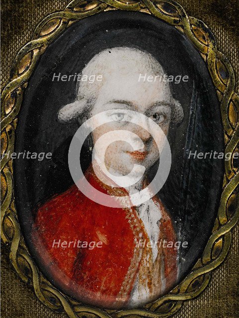 Miniature portrait of Wolfgang Amadeus Mozart (1756-1791), 1777. Artist: Anonymous  
