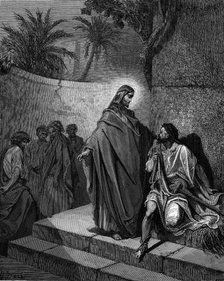 Christ healing the man sick of the palsy, 1866. Artist: Gustave Doré