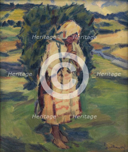 Woman Carrying a Sack, 1936-1938. Creator: Gustav Mally.