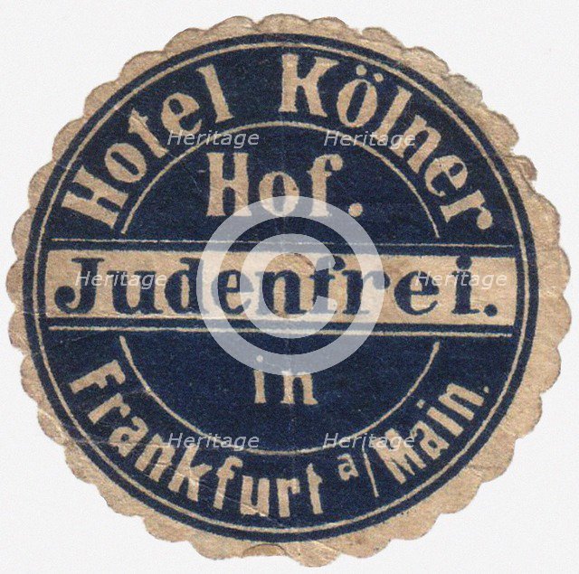 Mail sticker for the guests of the Hotel Kölner Hof in Frankfurt am Main, c. 1900.