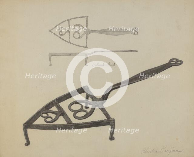 Pa. German Flat-iron Holder, c. 1938. Creator: Charles Garjian.