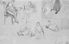 Four sketches (from Sketchbook), 1854-55. Creator: James Abbott McNeill Whistler.