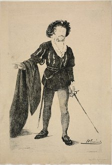 Faure in the Role of Hamlet, c. 1877. Creator: Henri-Charles Guerard.