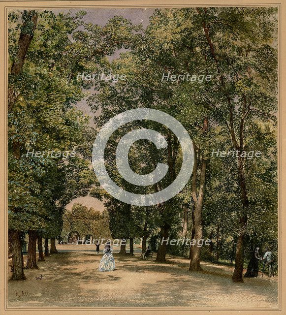 Avenue in the Schönbrunn palace park, ca 1871-1874.