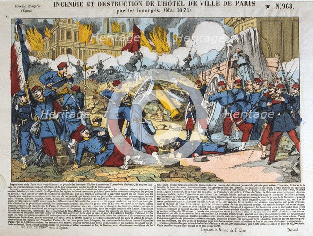 'Incendie et Destruction de l'Hotel de Ville', Paris, 24 May 1871. Artist: Anon