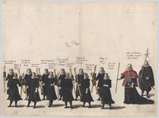 Plate 54: The pages marching in the funeral procession of Archduke Albert of Austria; from..., 1623. Creator: Cornelis Galle I.