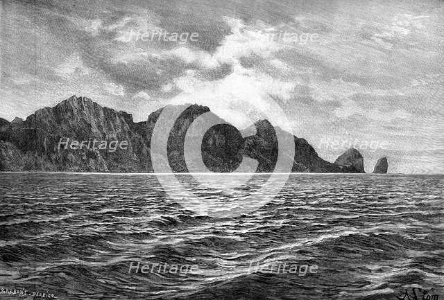 Cape Pillar, Tasman Peninsula, 1895.Artist: Barbant