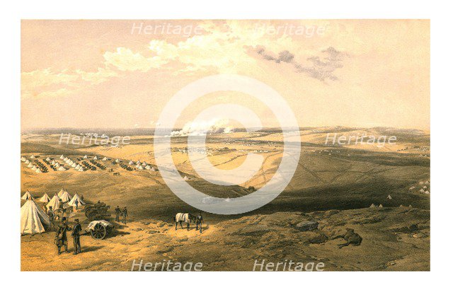 'Distant View of Lord Raglan's Headquarters before Sebastopol', 1855. Creator: Thomas Picken.