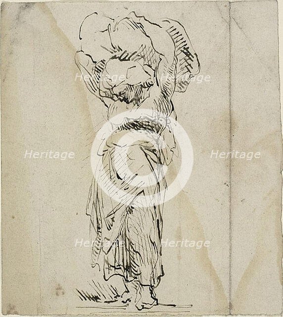 Standing Female Figure Carrying a Large Bundle, n.d. Creator: Jean-Baptiste Carpeaux.