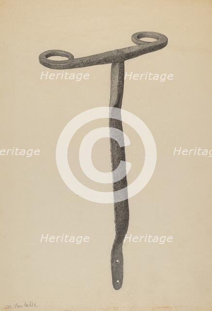 Latch for Double Swing Gate, c. 1939. Creator: Maurice Van Felix.