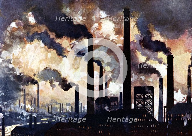 Industrial polltion, Sheffield, Yorkshire, c1925. Artist: Unknown