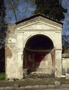 Tomb with pictorial remains in the Via Sepulchre, Pompeii, Italy, 2002. Creator: LTL.