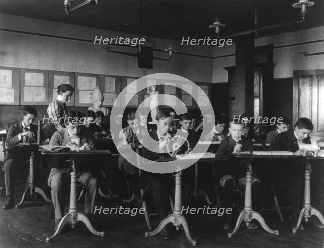 Mechanical drawing class(?), Business high school, (1899?). Creator: Frances Benjamin Johnston.