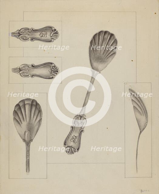 Silver Sugar Spoon, c. 1936. Creator: Anthony Zuccarello.