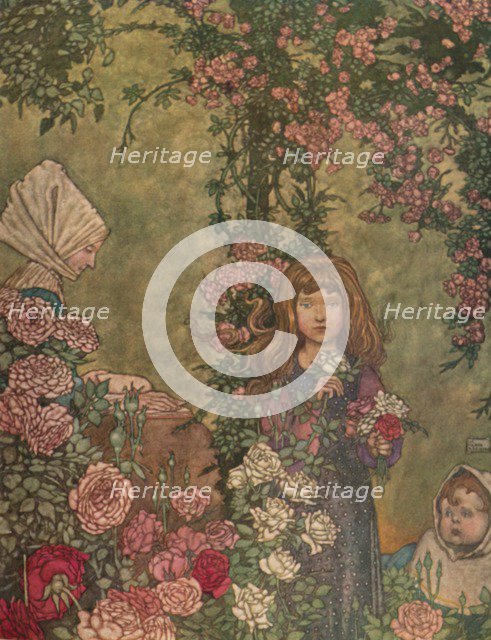 'The Peasant's Wife Sat on Sundays at the Door of her Cottage Reading her Hymn-Book', c1930. Artist: W Heath Robinson.