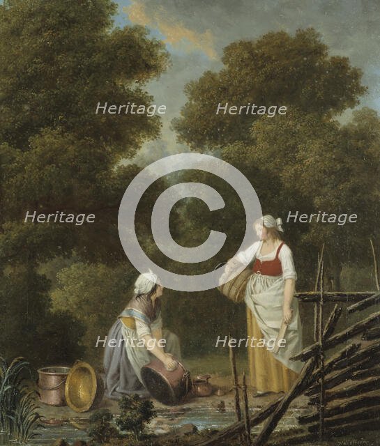 Two Maid-Servants at a Brook, mid-18th-early 19th century. Creator: Per Hillestrom.