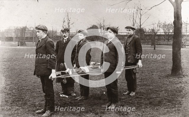 Rowntree boys club ambulance class, 1911. Artist: Unknown