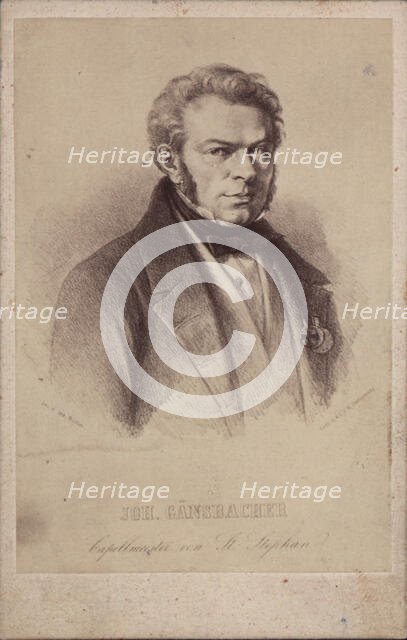 Portrait of the composer Johann Baptist Gänsbacher (1778-1844). Creator: Bucher, Josef (Joseph) (1821-1882).