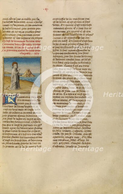 The Separation of Water and Land; Miroir Historial, about 1475. Creator: Unknown.