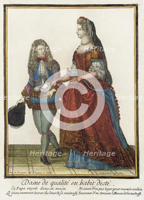 Recueil des modes de la cour de France, 'Dame de Qualité en Habit dEsté', between c1678 and c1693. Creator: Nicolas Bonnart.