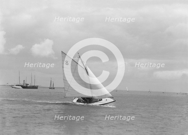 Sailing dinghy 'Flutterell', 1922. Creator: Kirk & Sons of Cowes.