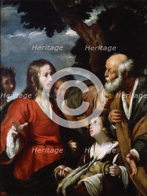 'The Miracle of the Five Loaves and Two Fishes', after 1630.  Artist: Bernardo Strozzi