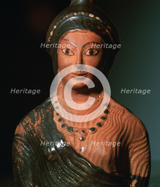 Greek terracotta scent bottle in the shape of a female bust. Artist: Unknown