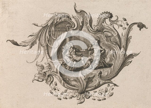 Design for a Cartouche and a Representation of 'Taste', Plate 4 from 'Neu I..., Printed ca. 1750-56. Creator: Johann Georg Pintz.