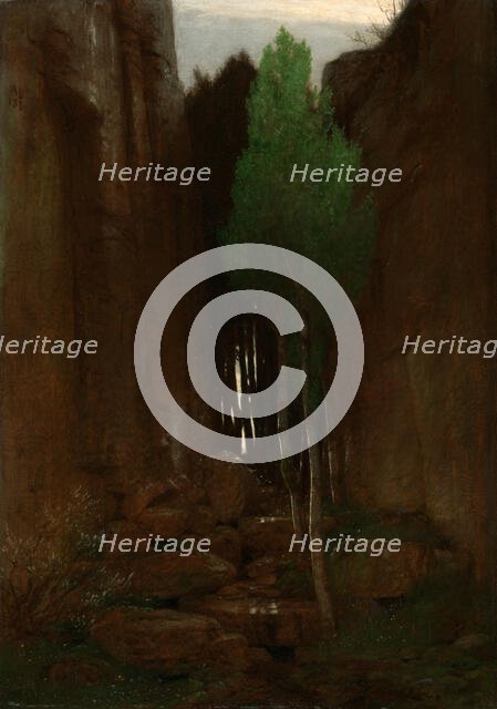 Spring in a Narrow Gorge (Quell in einer Felsschluct), 1881. Creator: Arnold Bocklin.