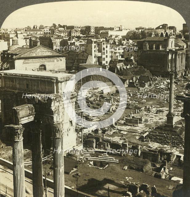 'Temple of Vespasian and Arch of Severus, east from Capitol, Rome, Italy', c1909. Creator: Unknown.