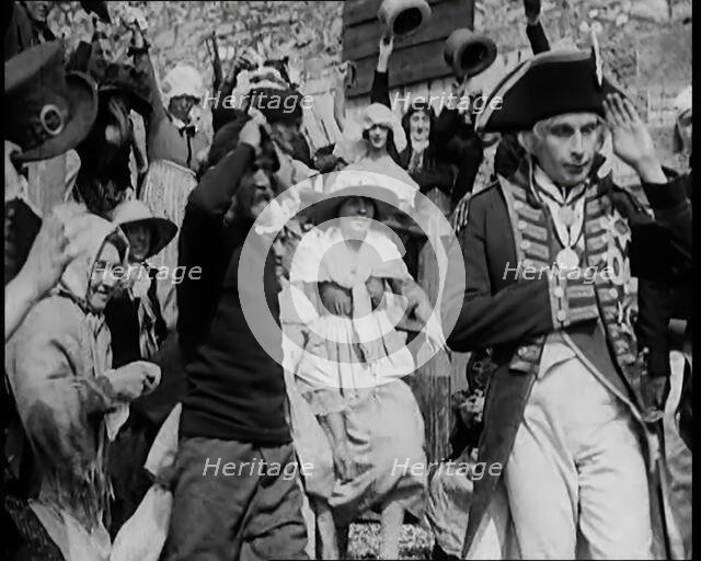 Scene from the Feature Film 'Nelson': Crowds of Actors in Period Costume Lining the..., 1920s. Creator: British Pathe Ltd.