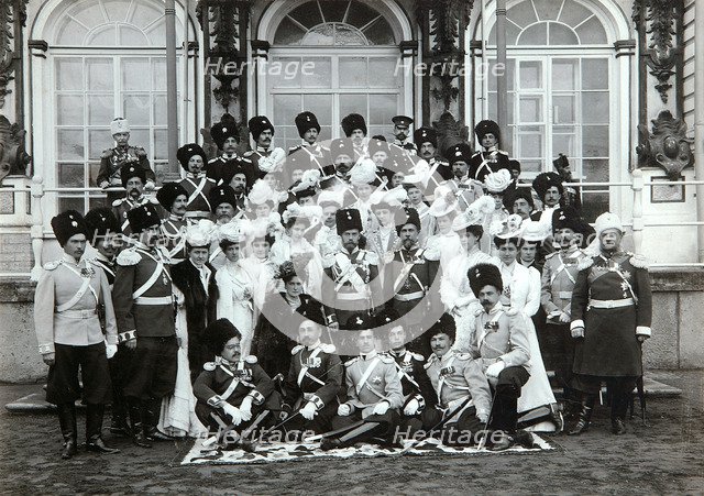 Russian Imperial family outside the Catherine Palace, Tsarskoye Selo, Russia, early 20th century.  Artist: K von Hahn
