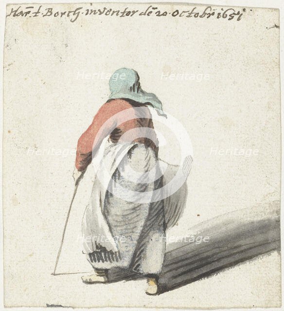 Woman walking, rear view, 1651. Creator: Harmen ter Borch.