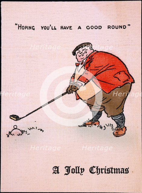 Christmas card with a golfing theme, c1910. Artist: Unknown