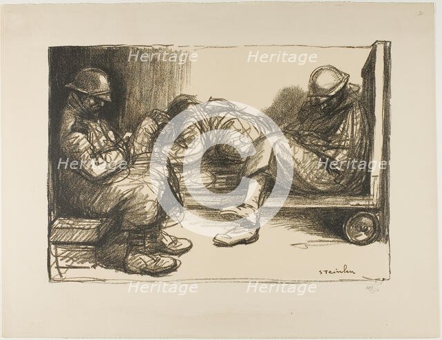 In the Dugout, 1915/17. Creator: Theophile Alexandre Steinlen.