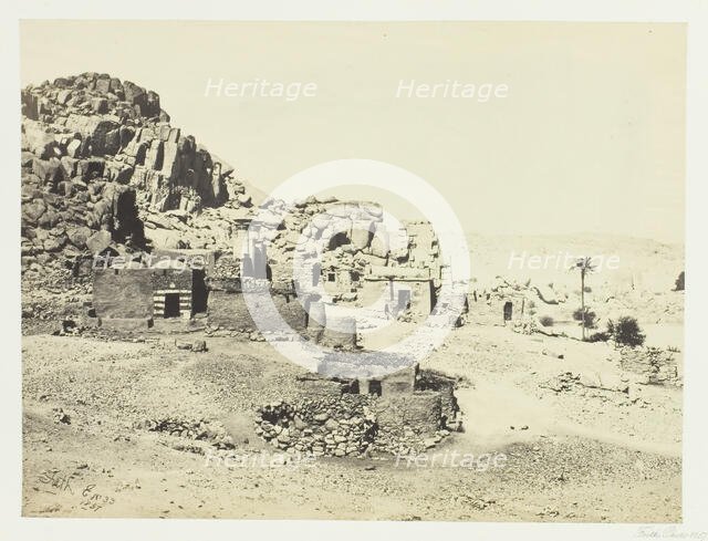 Antiquities at Biggeh, Opposite Philæ, 1857. Creator: Francis Frith.