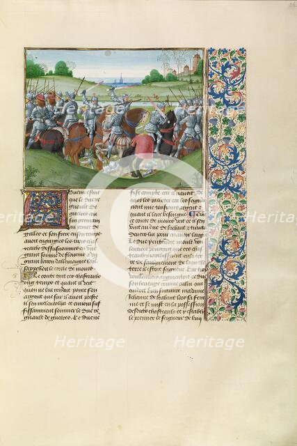 The Battle between the Duke of Jülich and Gelders and the Duke of Brabant, c1370s, about 1480-1483. Creator: Master of the Getty Froissart.