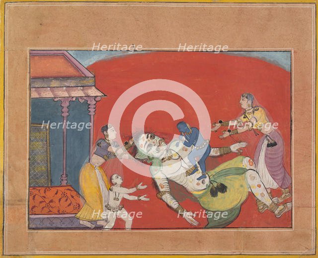 The Death of the Demoness Putana: Folio from a Bhagavata Purana Series, ca. 1610. Creator: Unknown.