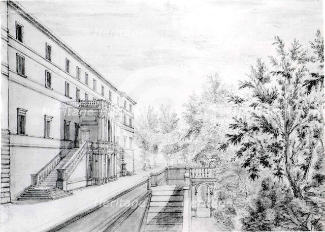 View of the Garden Terrace of the Villa d'Este at Tivoli, 1643-44. Creator: Israel Silvestre.