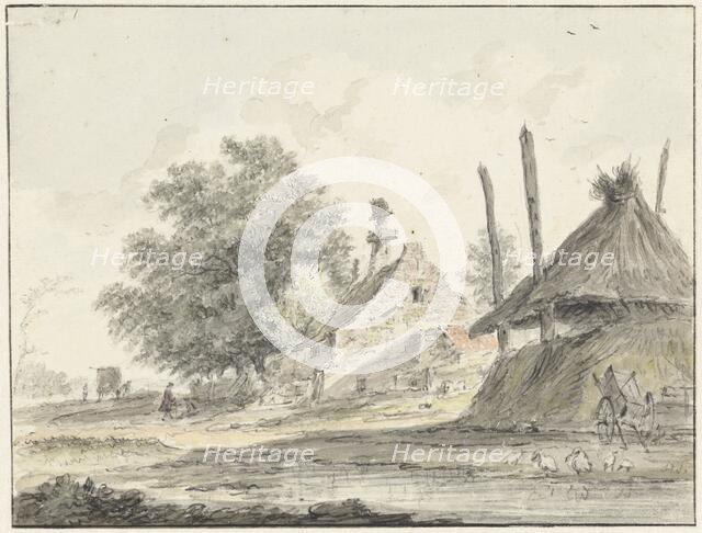Farm and a haystack, 1733-1784. Creator: Hendrik Spilman.