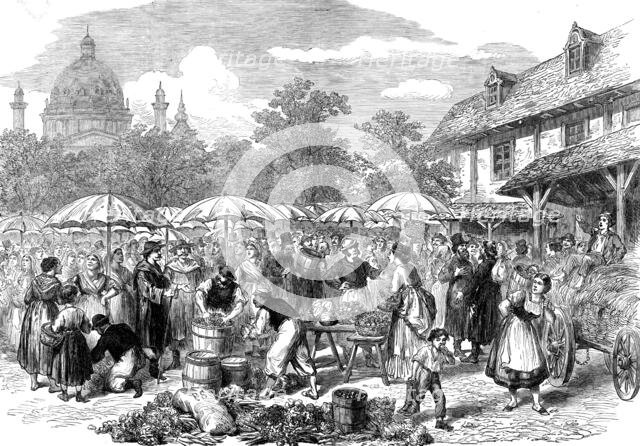 Fruit and vegetable market, Vienna, 1873. Creator: Unknown.