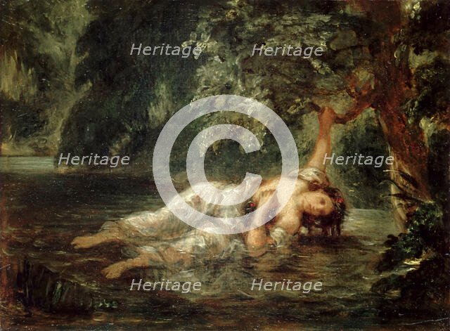 The Death of Ophelia, 1853. Creator: Delacroix, Eugène (1798-1863).