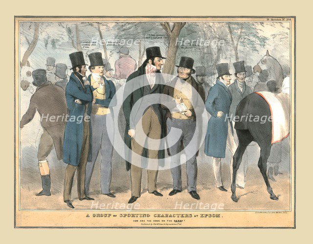 'A Group of Sporting Characters at Epsom', c1832.  Creator: Unknown.