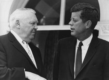 President John F. Kennedy with Ludwig Erhard, the future Chancellor of West Germany, Bonn, 1963. Artist: Unknown