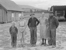 Stump farm family and their present home, Boundary County, Idaho, 1939. Creator: Dorothea Lange.