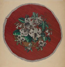 Embroidered Footstool Cover, c. 1938. Creator: Edward Unger.