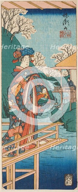 The Mountain Scene from the play Imoseyama (Imoseyama, yama no dan), section of a sheet fr..., 1854. Creator: Ando Hiroshige.
