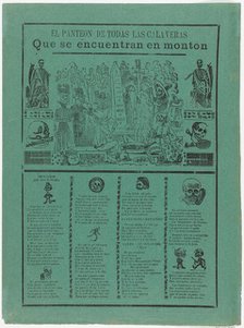 The pantheon of all the skeletons who are eating and drinking in a cemetery (Posada); flan..., 1905. Creator: José Guadalupe Posada.