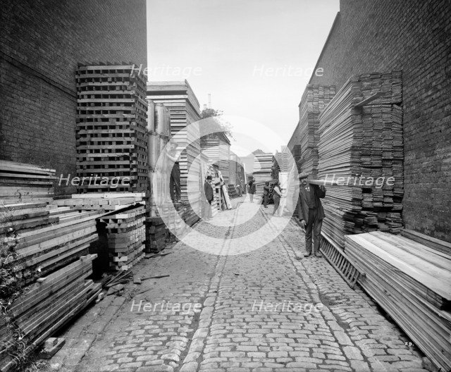 Timber yard, Hampton's Munitions Works, Lambeth, London, 1914-1918. Artist: Bedford Lemere and Company